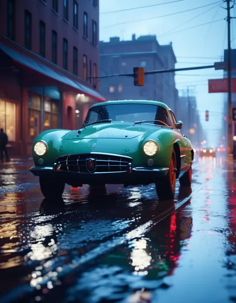 (masterpiece, cinematic film still: 1.8). close-up of car driving on wet street, wojtek fus, hyperealistic octane rendering, 8k ...