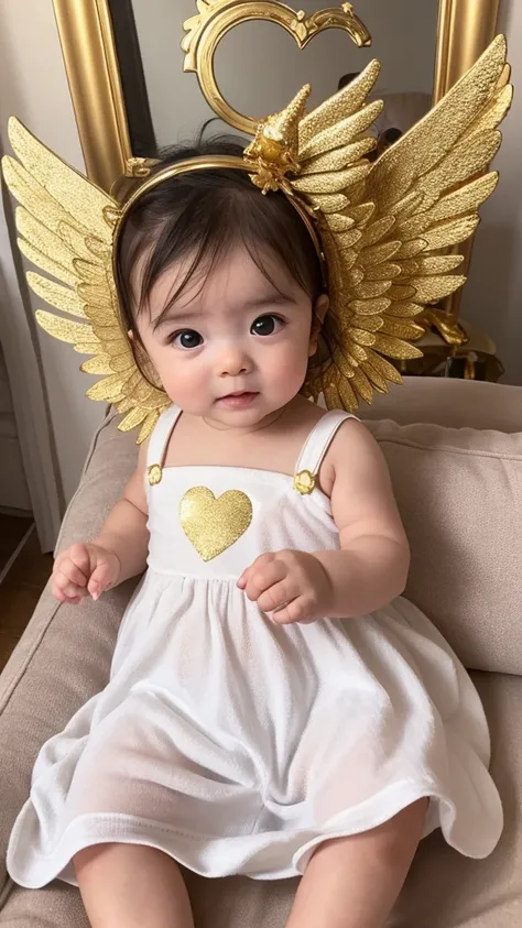 baby　gold　Angel&#39;s wing　Background gold
