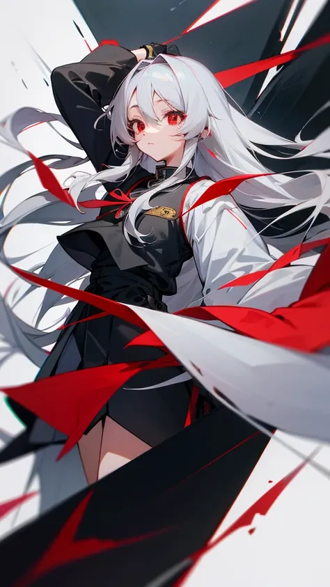 Highest quality　I have long hair　Gray Hair　Hina Sorazaki　Red eyes　I dont have anything　Odd Eye　kind　One person