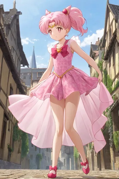 10 year old girl underwear,Chibiusa、Realistic bloomers made from patterned cotton fabric, Medieval one-piece dress with panniers, Fabric Realism, Low - Angle, I see bloomers, Pull up the dress by hand, Strong winds, Translucent slip, Translucent slip, tigh...