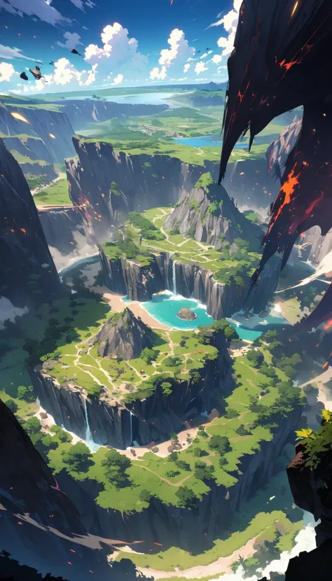 Mysterious Island，High Saturation，CG Art， Makoto Shinkai&#39;s photo, pure, Concept Art, Lofi Art style，Shinkai Makoto animation art style, Lofi Art, Beautiful anime scene, Anime Landscape, Detailed scenery, Makoto Shinkai&#39;s style, Makoto Shinkai&#39;s...