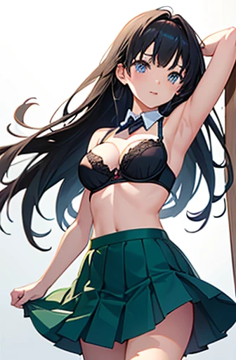 A few girls　Meadow　Everyone dresses sexy　She is lifting her skirt and showing her bra.　Anime Style　Highest quality　masterpiece