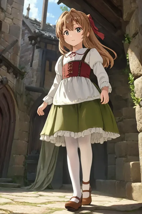 10 year old girl underwear,Aisaka Taiga、Realistic bloomers made from patterned cotton fabric, Medieval one-piece dress with panniers, Fabric Realism, Low - Angle, I see bloomers, Pull up the dress by hand, Strong winds, Translucent slip, Translucent slip, ...