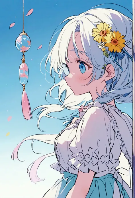 Simple background Summer Blue sky Wind chimes Nostalgic Girl 