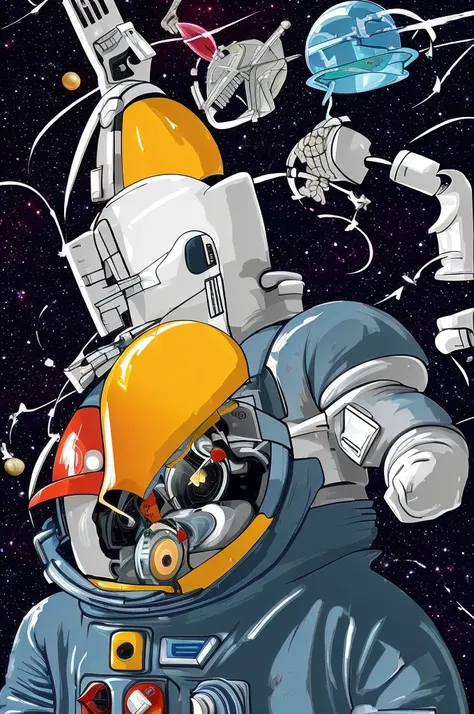 an astronaut sinking into a brain