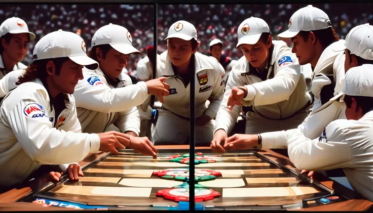 a triptych image showing three intense moments from the match. each panel focuses on the go board with the players' hands making...