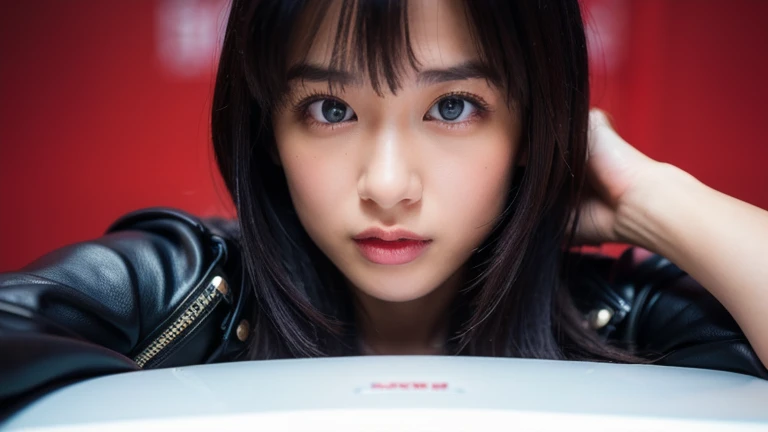 You are a professional photographer。masterpiece、８K、Highest quality, Soft Light, Ultra-high resolution, (Realistic:1.4), RAW Photos,24 years old Japanese girl, alone, cute, bangs、(pupil, Light in your eyes),  Beautiful face in every detail, (Small box),(Hig...