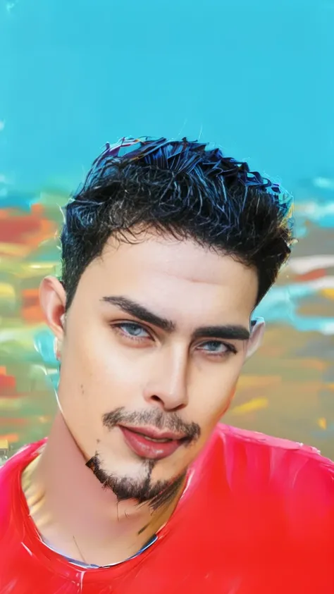 oil painting ! A masterpiece of art . highest quality , detailed image of a beautiful face . Portrait of a very handsome 19 year old boy ! Surrealistic amazing portrait of a boy with very bright and contrasting colors , The wind blows the paint across the ...