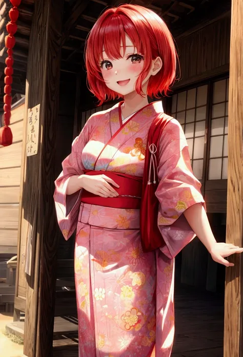 cute、Redhead、short hair、Japanese、Staring at this、Fleeting、masterpiece、Vivid、yukata、Laughter、kind、turn around，summer