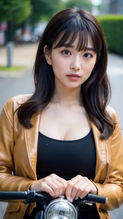 You are a professional photographer。masterpiece、８K、Highest quality, Soft Light, Ultra-high resolution, (Realistic:1.4), RAW Photos,24 years old Japanese girl, alone, cute, bangs、(pupil, Light in your eyes),  Beautiful face in every detail, (Small box),(Hig...