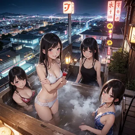 
(masterpiece、Highest quality)、(Photorealistic photography)、Single image、1 picture、(Nostalgic and fantastic night view、middle School girls３People and above、地下へのstage)、(Beautiful night view)、(Showa style、Showa Retro、Abandoned Inn、Japan favelas、Old and dirty...