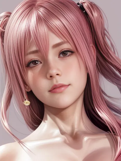 pink hair，Honoka, close up, Face, portrait, Hungry and sexy look, Add to_detail:1