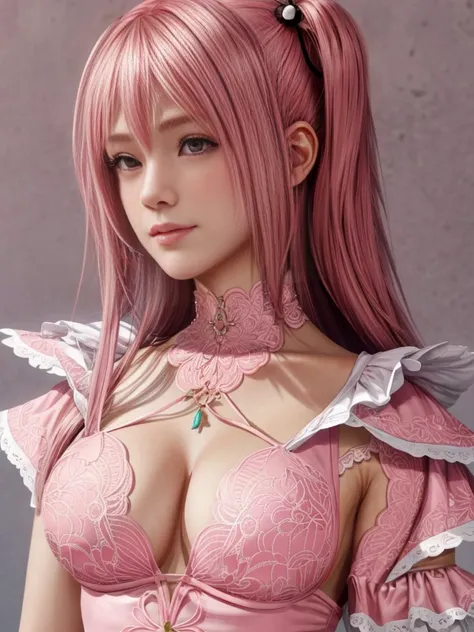 pink hair，Honoka, close up, Face, portrait, Hungry and sexy look, Add to_detail:1