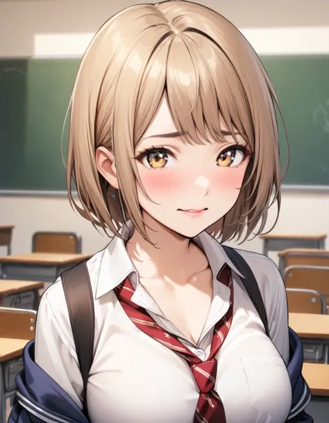 (best quality:1.2), 1girl, School classroom, high school girl