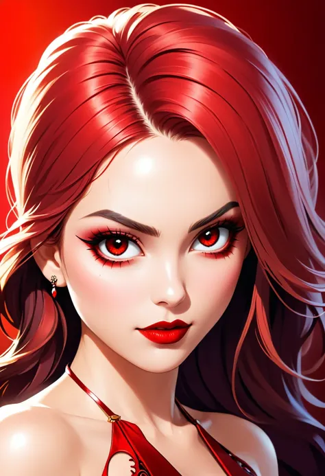 a portrait of vampire with a bloody tear coming down from he eye, an exotic beautiful female vampire, dynamic hair color, dynami...