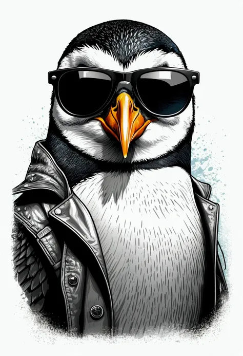 Vector t-shirt art ready to print illustration of a cool penguin with black sunglasses 