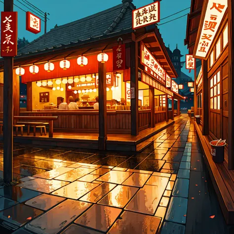 Noodle restaurant at night