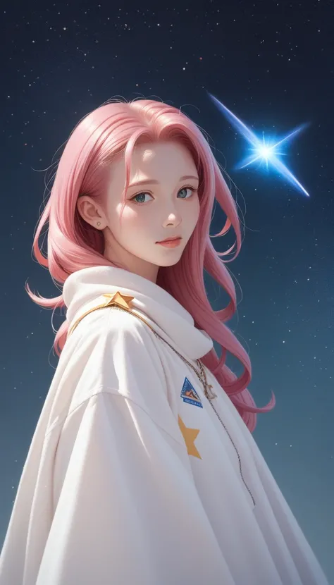 score_9_up, score_8_up, score_7_up, score_6_up,1 Girl, Star Mage, pink hair maria chiquina, Space comets,