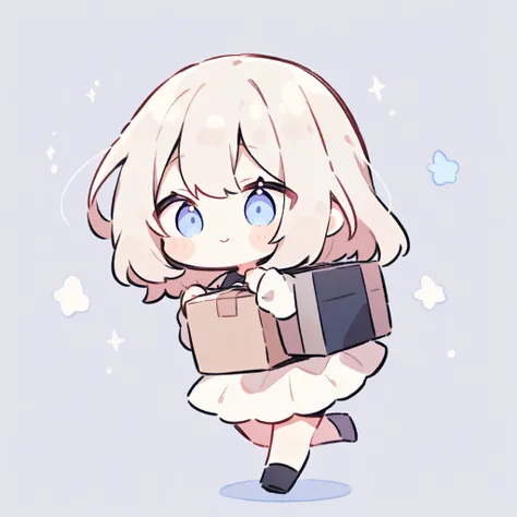 chibi, carrying boxes, cute