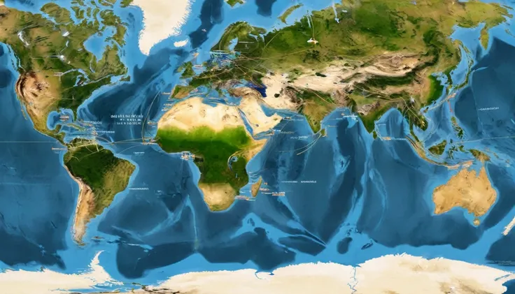 Depict a world map with interconnected nodes and lines, representing global business networks, trade routes, and international markets.