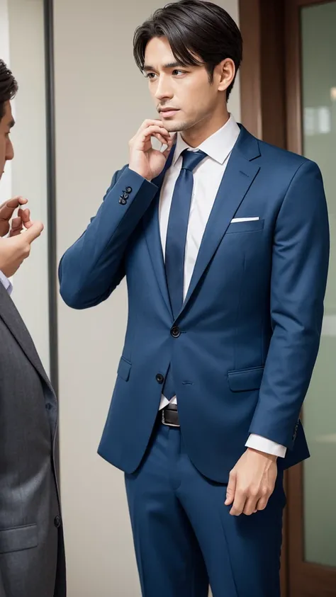 Apologizing man in suit  