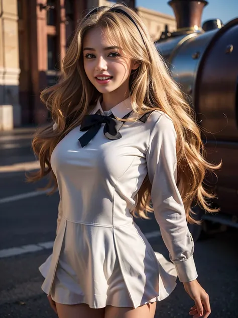 (Photo of a super beautiful blonde Russian schoolgirl:1.2)(Sexiest Arab Women)(Laughing out loud:1.3)(16K, RAW Photos, Highest quality, masterpiece: 1.2),(Her shiny, wavy long hair is blown wildly by the wind:1.1) Super detailed, Super Resolution, (Genuine...