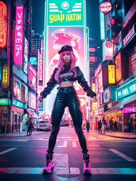 Create image poster concepts Cyberpunk Manga Madness Poster
Background: A bustling cyberpunk cityscape with towering skyscrapers, neon signs, and holographic projections of burgers and fries casting colorful glows in shades of neon blue, purple, and pink.
...