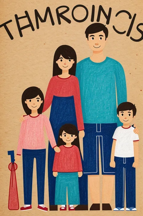 drawing of a family, This family has economic and employment difficulties 