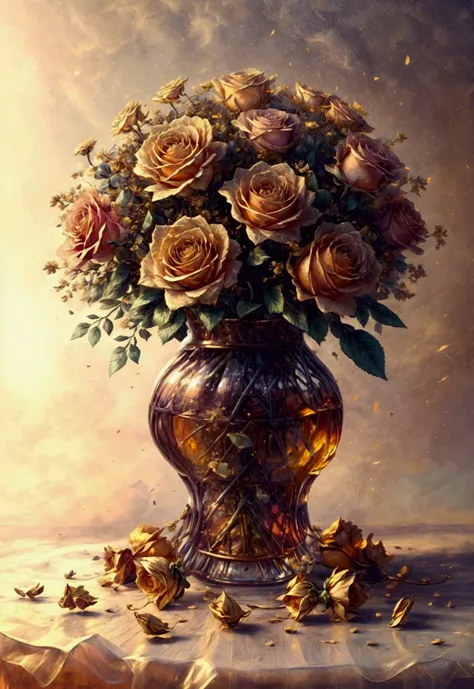 a field of beautiful golden roses flowers,detailed floral arrangements, intricate petal textures, vibrant colors, natural lighting, cinematic composition, ethereal atmosphere, dreamlike quality, seamless integration, harmonious blend, photorealistic, highl...