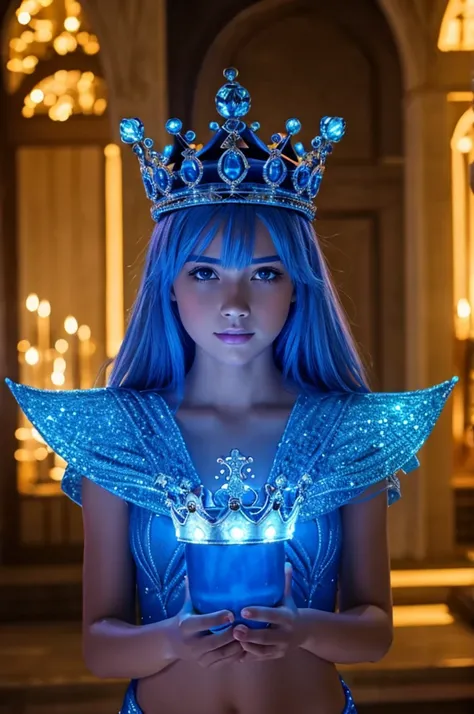 glowing blue magic crown