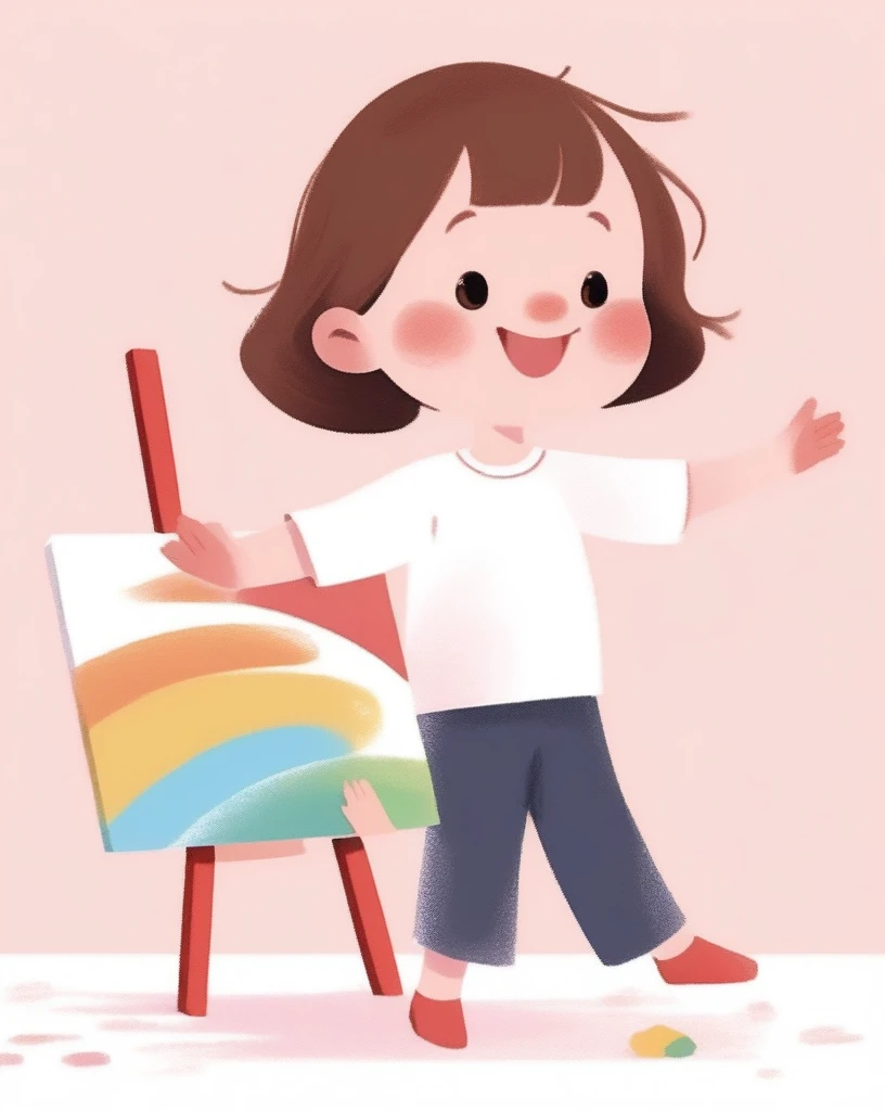 children's picture books,crayon paintings,blush,white background,simple background,(t-pose)