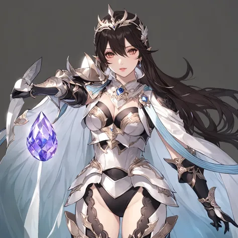 masterpiece, best quality, good quality, Fantasy aesthetics, Highly detailed, shadowverse style, female, elf, black and white hair mix