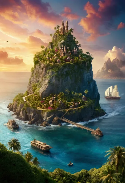 Mysterious Island, by Aminola Rezai, no_human, cinematic still, (best quality, masterpiece), very aesthetic, perfect composition, intricate details, ultra-detailed, vivid colors