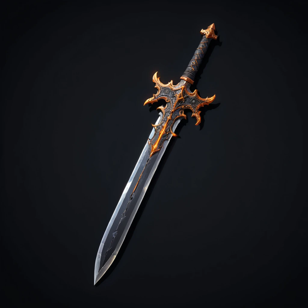 pixel art, simple black background, game icon, rusted old bastard sword,