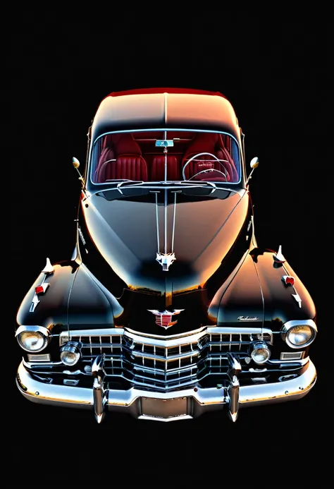 vector sketch of 1942 cadillac with solid black background