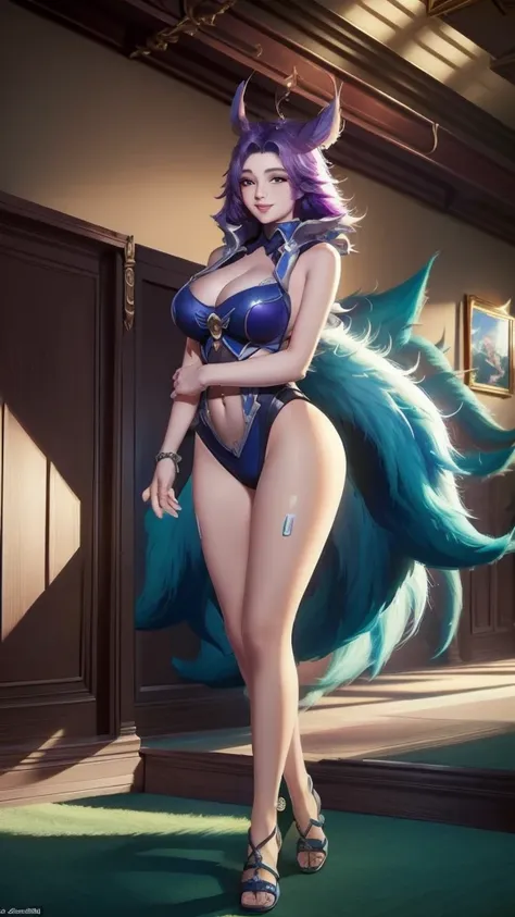 fan qi, league of legends splash art, a detailed painting, sots art, 1girl, big breasts and exposed breasts, ((big breasts:1.21)...