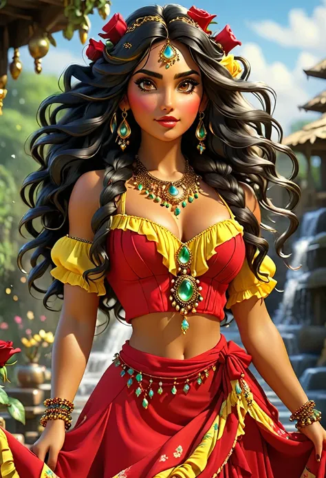 ((shulamite gypsy )) millions of yellow and red roses , stands tall and shows off your perfect figure at all times covers your e...