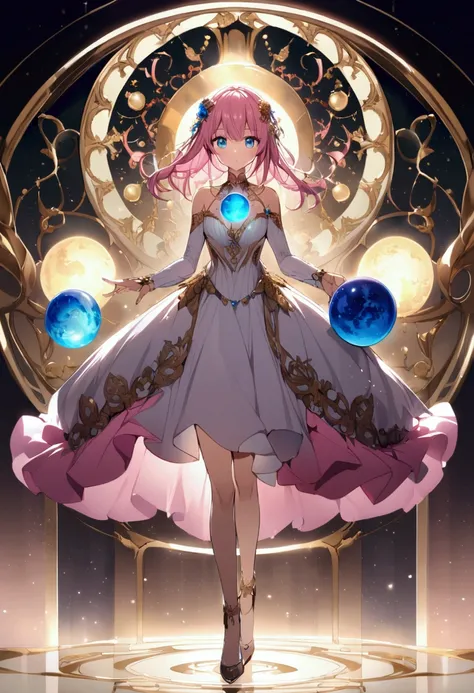 Orb、Spherical、Girl with pink hair、blue eyes