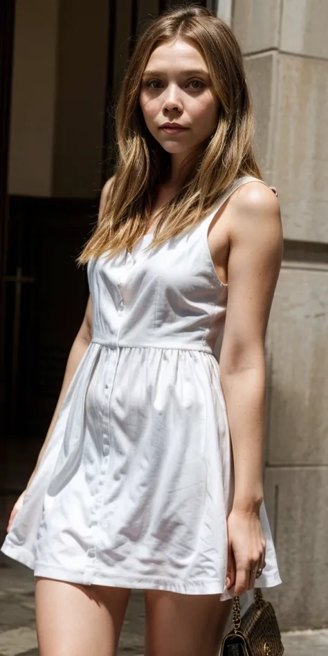 Elisabeth Olsen, white dress 