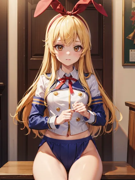 (masterpiece, best quality, highly detailed, ultra detailed, high resolution, absurdres, 4K, 8K:1.2), 
BREAK,shimakaze uniform:1.5, 10 years GIRL,Blonde_HAIR,(RED Ribbon on HAIRband:1.2)