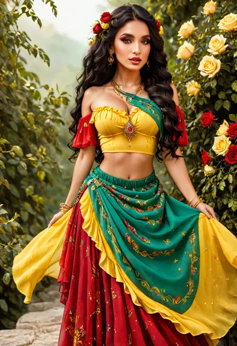 ((shulammite gypsy goddess )) millions of yellow and red roses , stands tall and shows your perfect figure at all times, covers ...