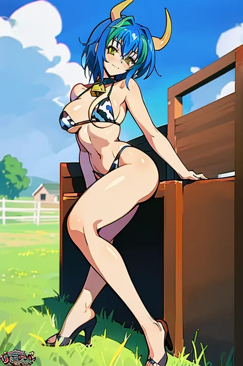 (Xenovia_Quarta, high school dxd, short hair, multicolored hair, blue hair, green streak hair, (breasts, big breasts), eyes, yellow eyes, thurime, beautiful face, 18 years old, nice hands, perfect hands)

(crawling on the ground, smilling, blush)

(outfit:...