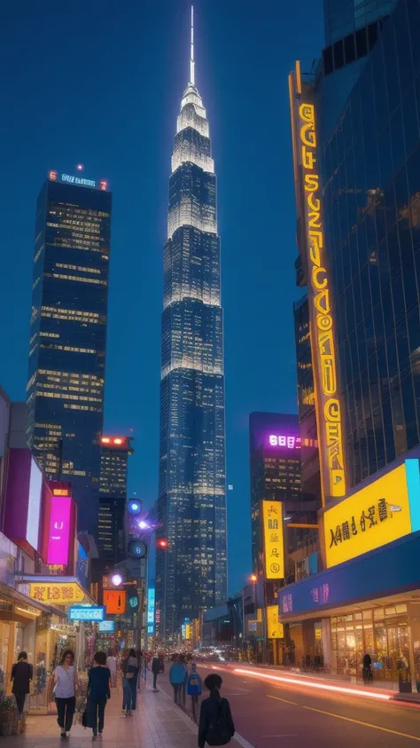 Colorful、Skyscraper-like night view