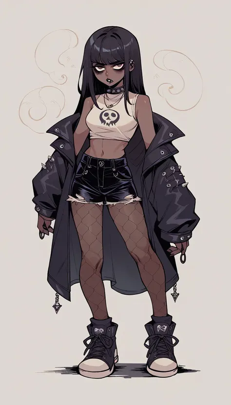 goth noir (nod)  full body black skin wearing a goth outfit