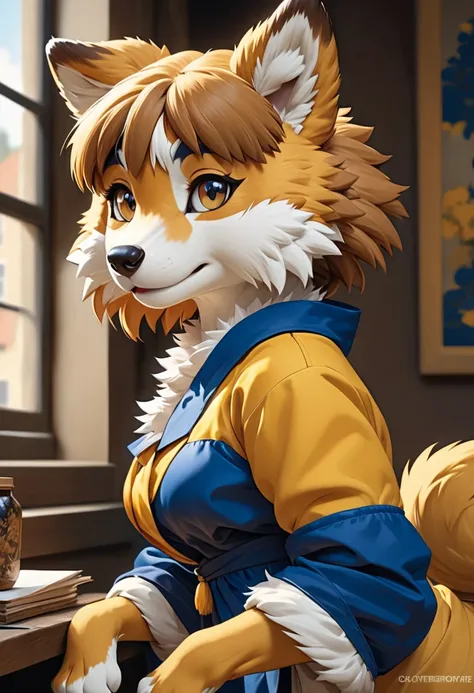 highres, top quality, best quality, paid reward available, High-quality illustrations by Johannes Vermeer, unparalleled masterpiece, perfect artwork, absurdres, perfect anatomy(highly detailed beautiful face and eyes)(angelic cute 1girl, kemono, solo focus...