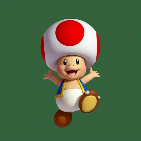 um close de um personagem cogumelo da Nintendo com uma faixa azul e amarela, toad, with a bonitinho toad, personagem de videogame, dvd screenshot, cinematic lighting, 1980s video, realistc, vhs, dark fantasy ambient