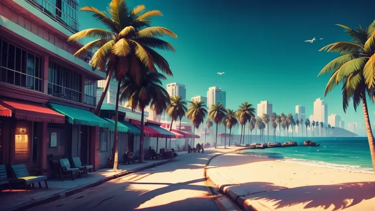 gta background, no character, background only, beach, palm