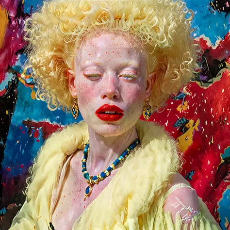 1 extremely beautiful very albino african woman. extremely slender, new, with freckles, symmetrical body, fully body, sensualizi...