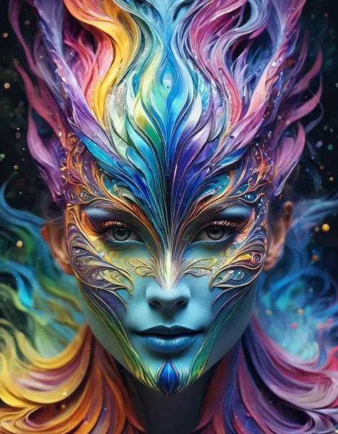 (best quality, ultra-detailed, realistic:1.37), captivating surrealism, mesmerizing female fantasy face, vibrant colors, ethereal atmosphere, intricate details, dream-like composition, otherworldly elements, seamless blend of reality and imagination, mind-...