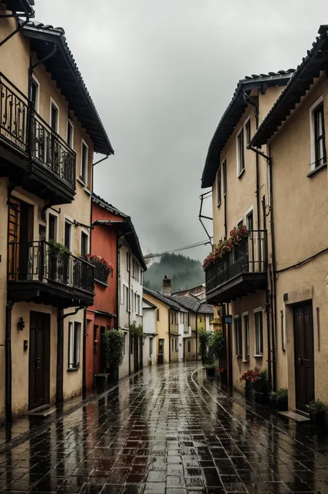 Rainy atmosphere in the village